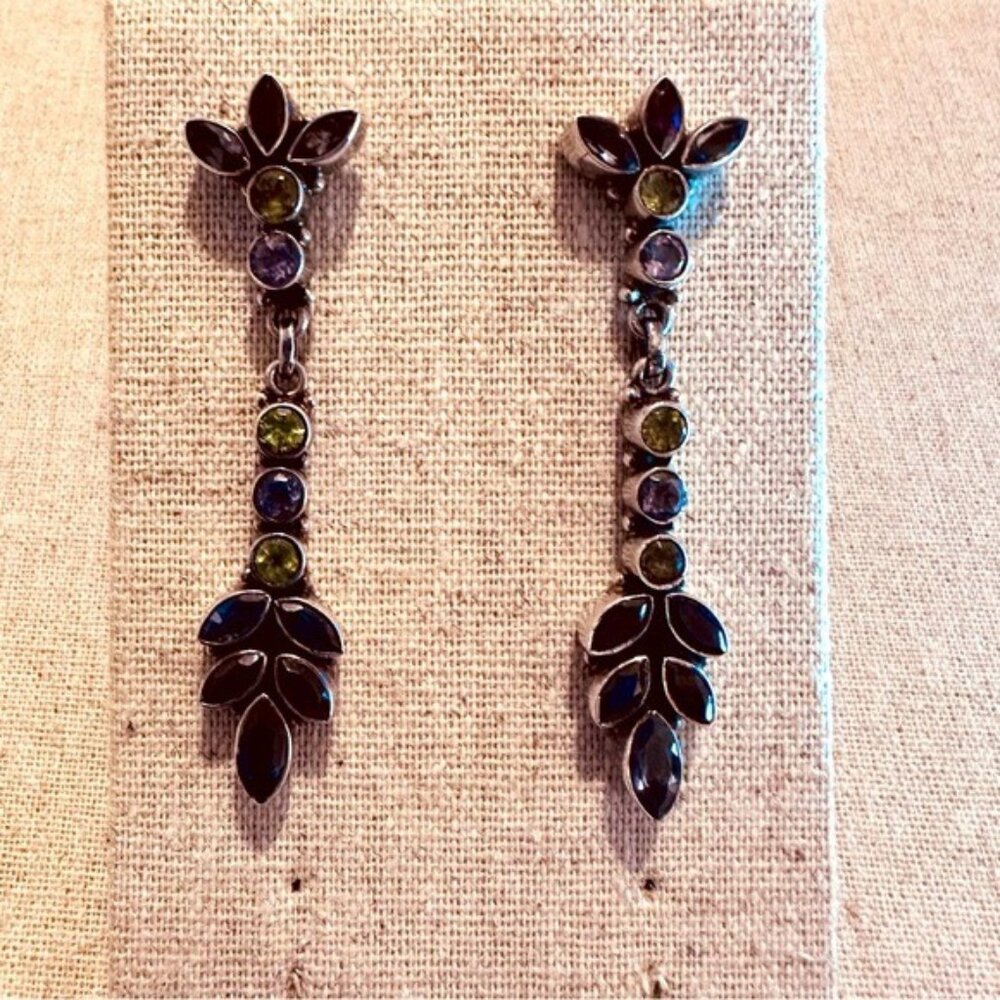 Vintage | Earrings | Multicolored Stone Sterling Silver Earrings